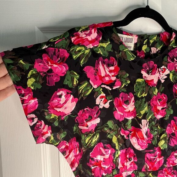 Vintage Silk Form Fitting Dress Floral Size 4 - Picture 7 of 14